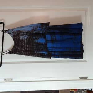 Peterson J Kincaid blue/black tiebdye dress, SM, ties in back/adjustable straps